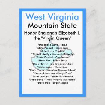 About West Virginia Postcard by archemedes at Zazzle