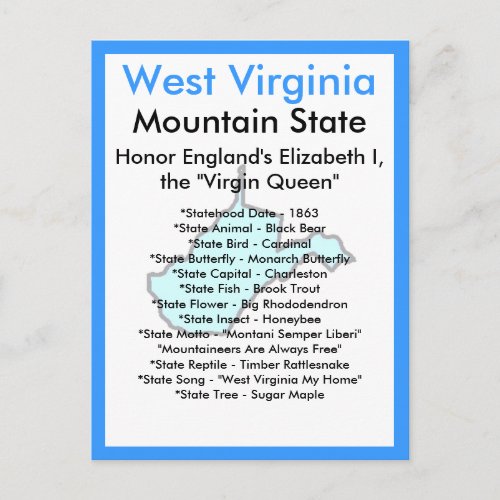 About West Virginia Postcard