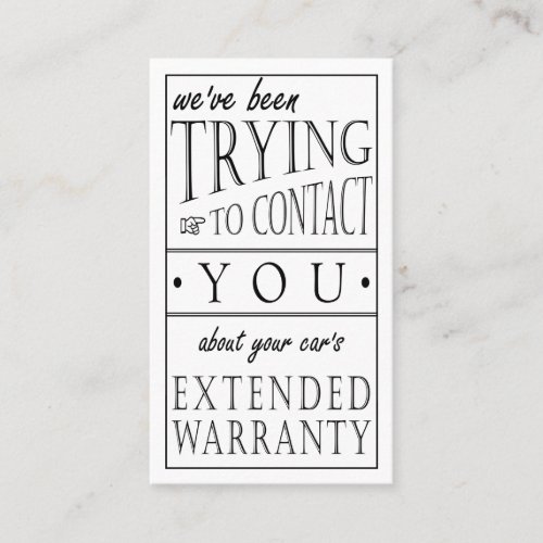 About Your Cars Extended Warranty Business Card