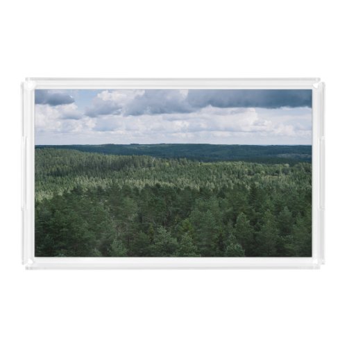 Above A Green Forest Scenery Landscape Photo Acrylic Tray