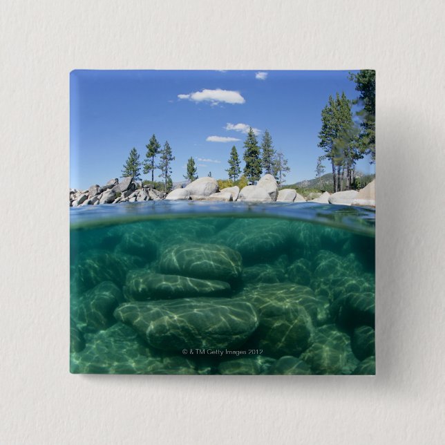 Above and below Lake Tahoe Pinback Button (Front)