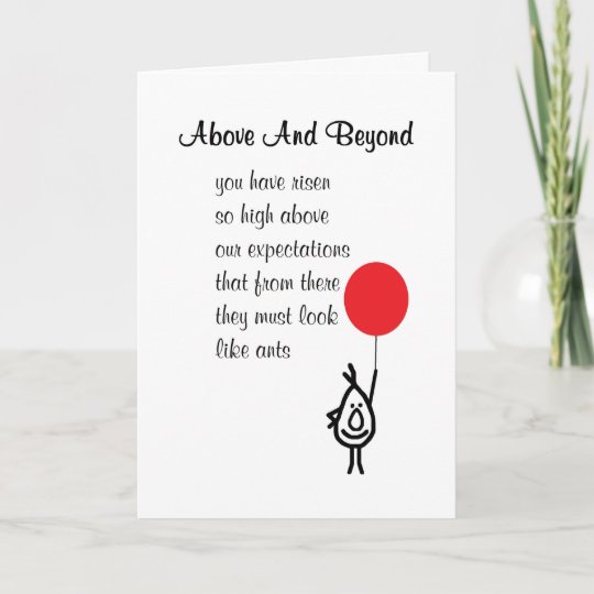 Above And Beyond An Employee Appreciation Poem Thank You Card Zazzle Com