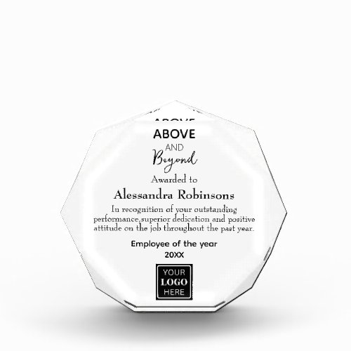 Above and Beyond Employee of the year Acrylic Awar Acrylic Award
