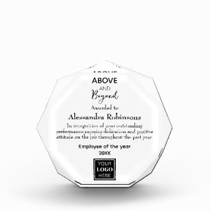 Above and Beyond Employee of the year Acrylic Awar Award