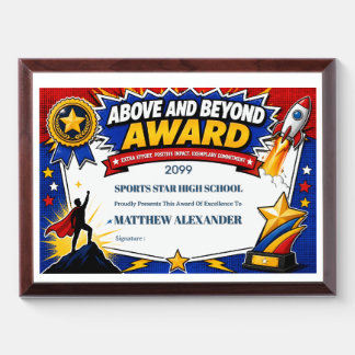 Above and Beyond recognition award Plaque