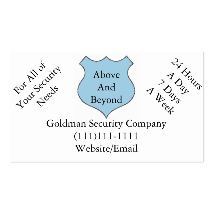 Above and Beyond Security Company Business Cards