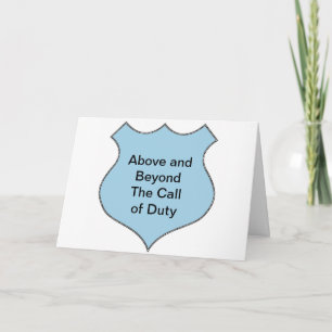 Above and Beyond the Call of Duty Badge Letterpress Thank You Card