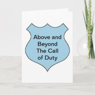 Above and Beyond the Call of Duty Badge Letterpress Thank You Card