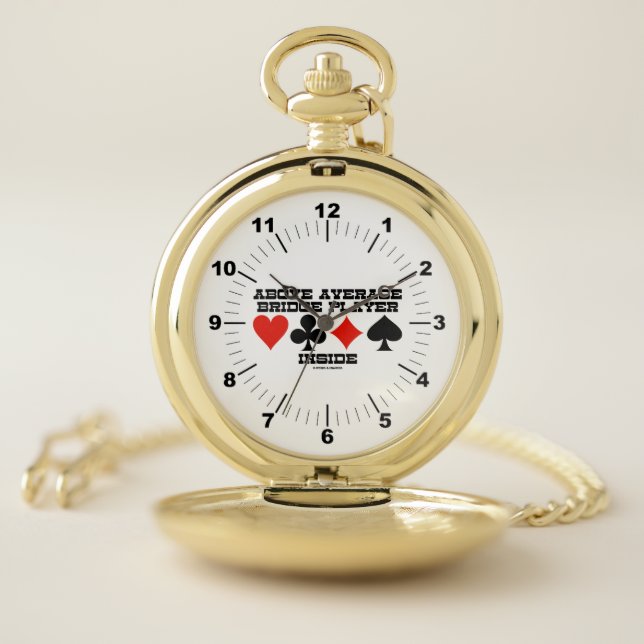 Above Average Bridge Player Inside Four Card Suits Pocket Watch (Inside)