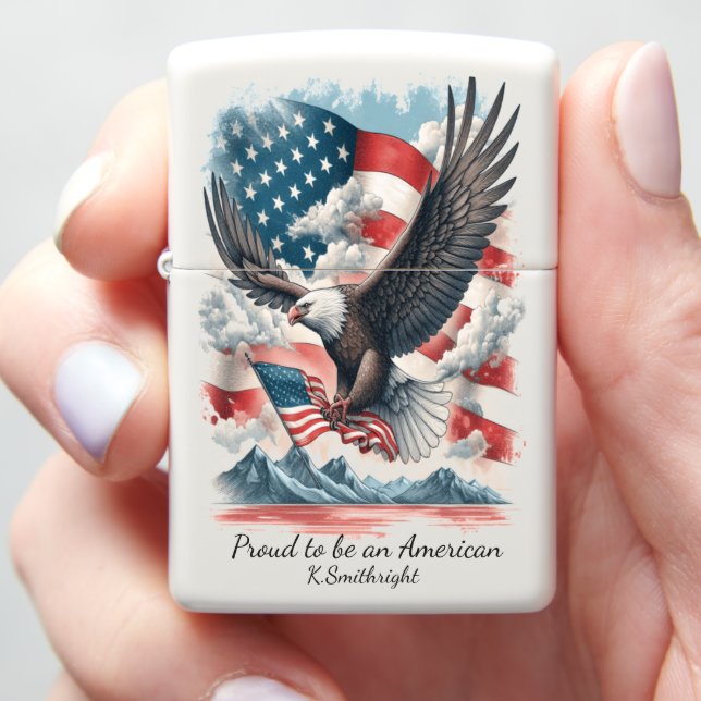 Above the American Land Zippo Lighter (In Hand)