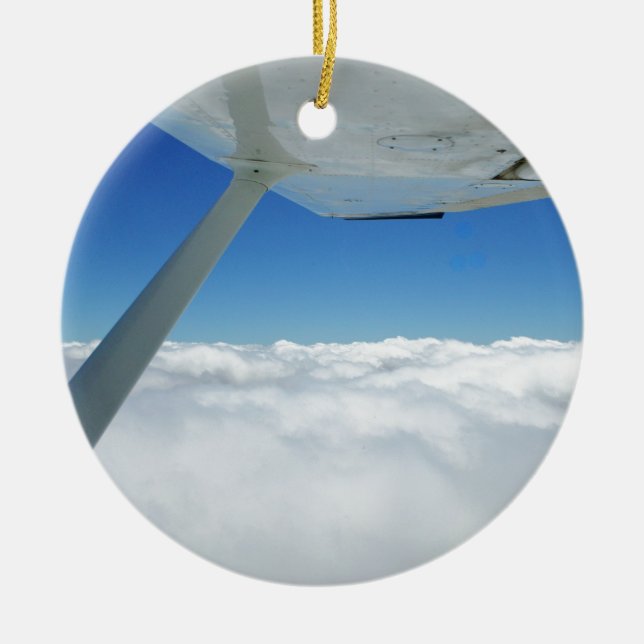 Above the clouds ceramic ornament (Front)