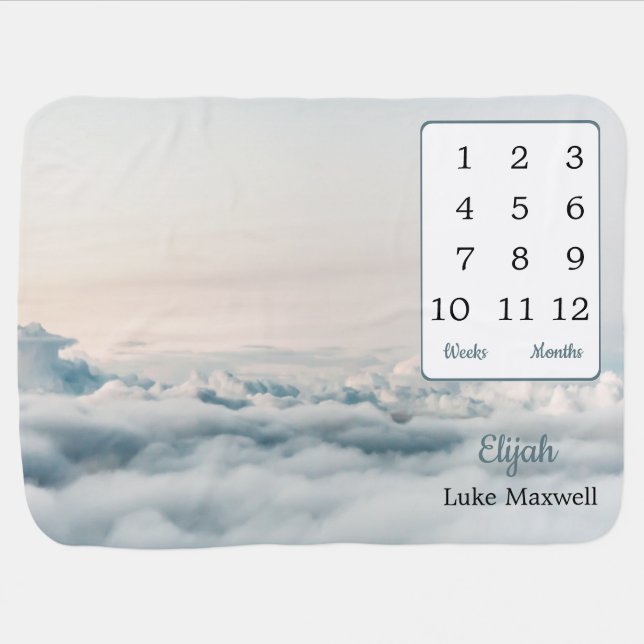 Above the Clouds Sky Theme Week | Month Milestone Baby Blanket (Horizontal)