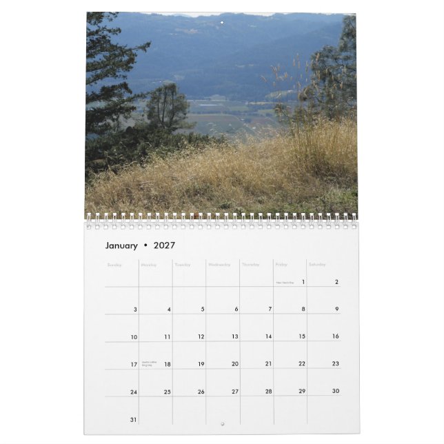 Above the Napa Valley Calendar (Jan 2027)