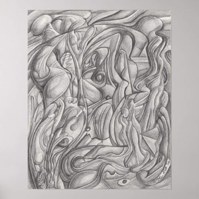 Above the Stream   abstract pencil drawing Poster