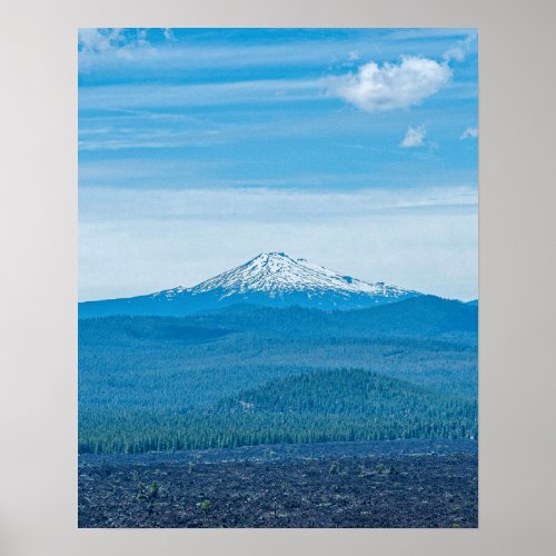 Above Tree Line  Dense Forest and Blue Mountain Poster