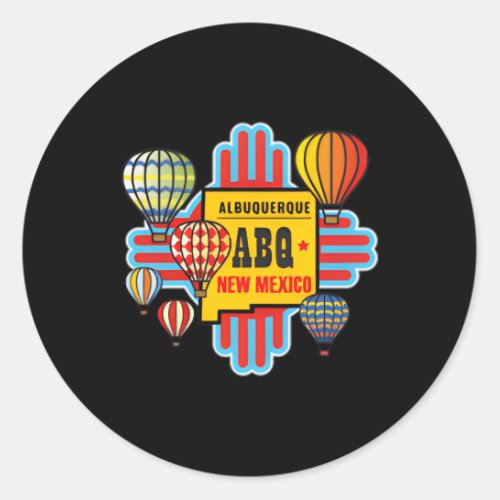 Abq Nm Albuquerque New Mexico Hot Air Balloons Zia Classic Round Sticker
