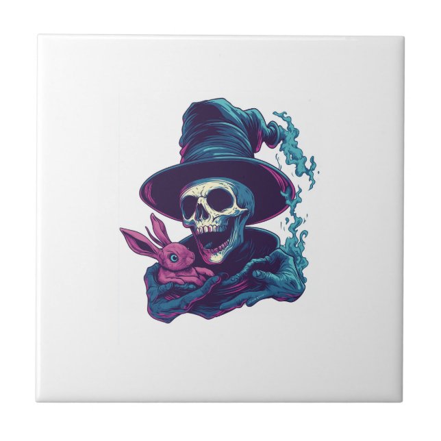 Abra-Cadabra Bones � Funny Magic Skull Ceramic Tile (Front)