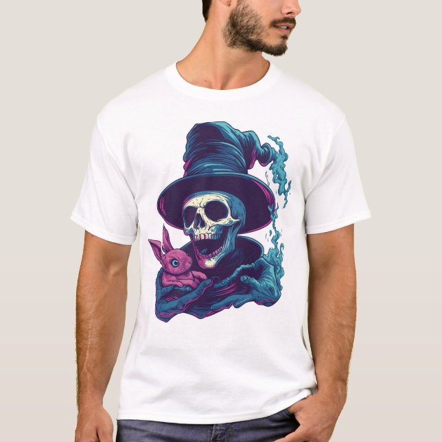 Abra-Cadabra Bones � Funny Magic Skull T-Shirt (Front)