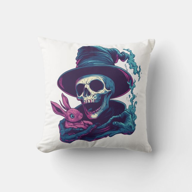 Abra-Cadabra Bones � Funny Magic Skull Throw Pillow (Front)