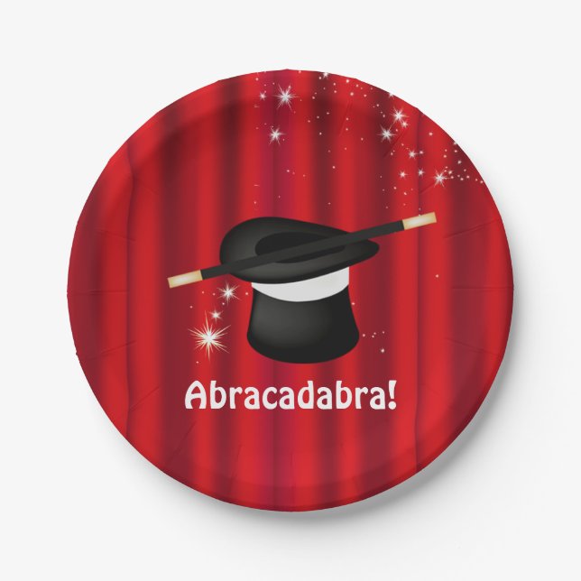 Abracadabra Magic Birthday Party Paper Plates (Front)