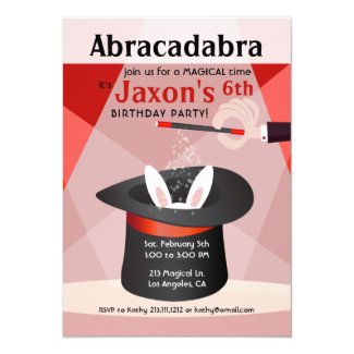 Abracadabra Magician Kid Birthday Party Invitation