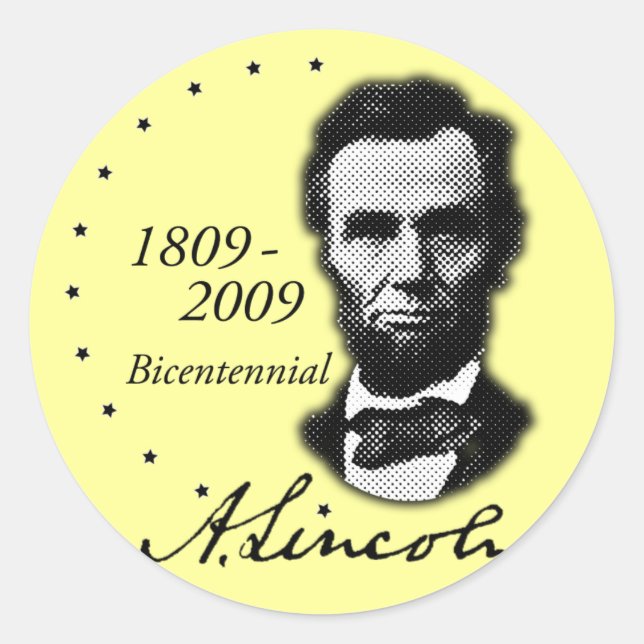 Abraham (Abe) Lincoln Bicentennial Classic Round Sticker (Front)