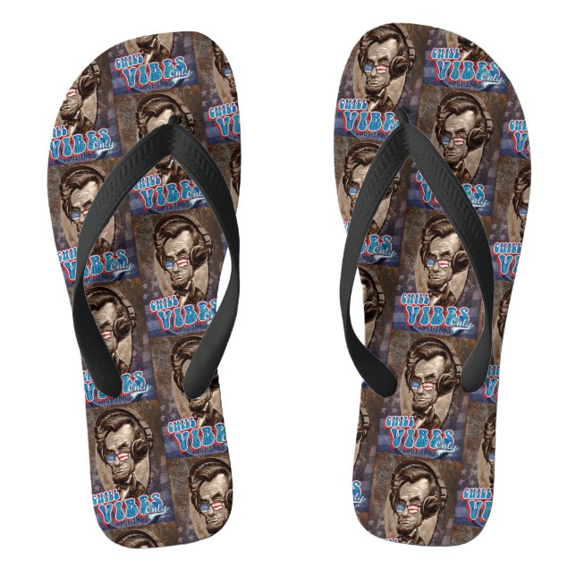 Abraham Chillincoln Lincoln Music Headphones Flip Flops (Footbed)