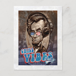Abraham Chillincoln Lincoln Music Headphones Postcard