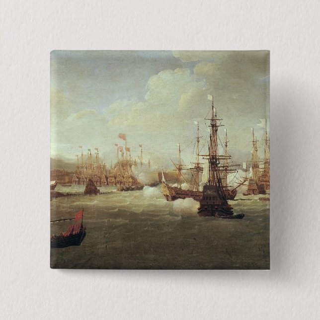 Abraham Duquesne  at Chios, after 1681 Pinback Button (Front)