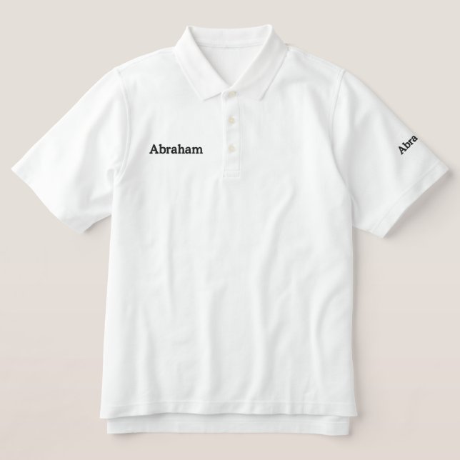 Abraham Embroidered Mens Name, Work Polo Shirt (Design Front)