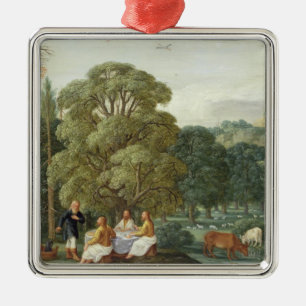 Abraham entertaining the Three Angels Metal Ornament