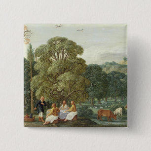 Abraham entertaining the Three Angels Pinback Button