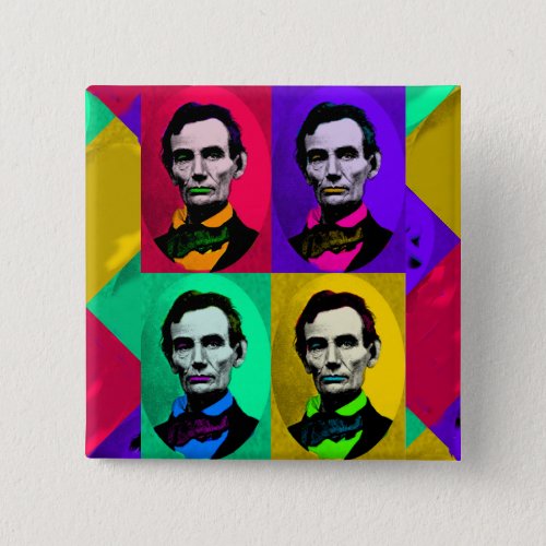 Abraham Lincoln 1858 Pop Art Interpretation Button