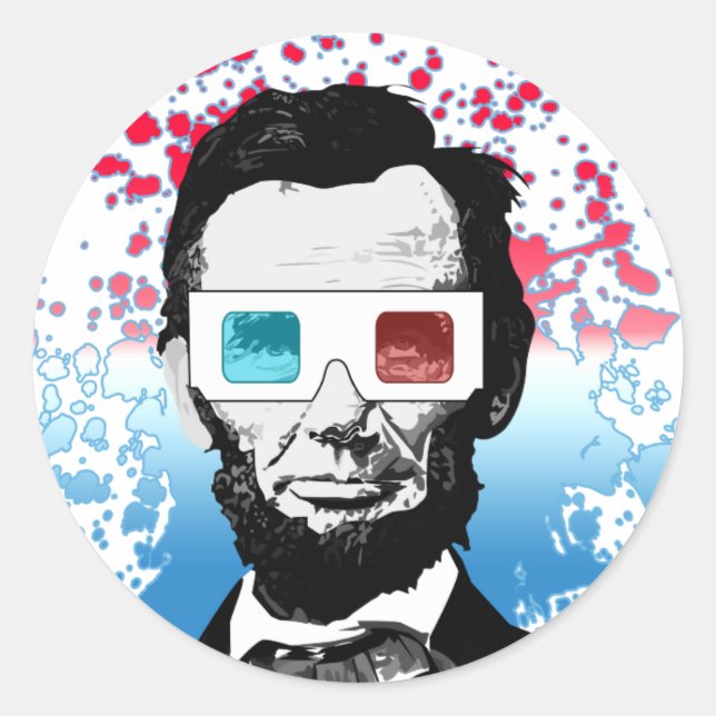 Abraham Lincoln - 3D Classic Round Sticker (Front)