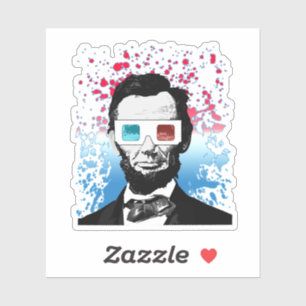 Abraham Lincoln 3D Glasses Red White Blue Sticker