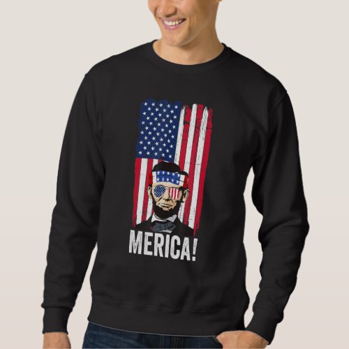 Abraham Lincoln 4th Of July American Flag Sunglass Sweatshirt