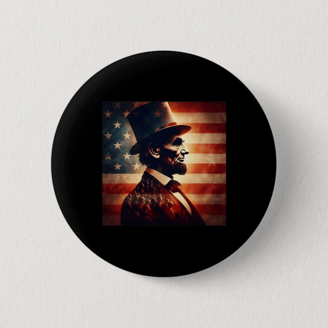 Abraham Lincoln 4th Of July Independence Day Ameri Button (Front)