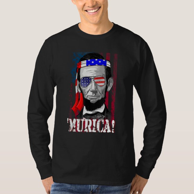 Abraham Lincoln 4th Of July Men Women American Fla T-Shirt (Front)