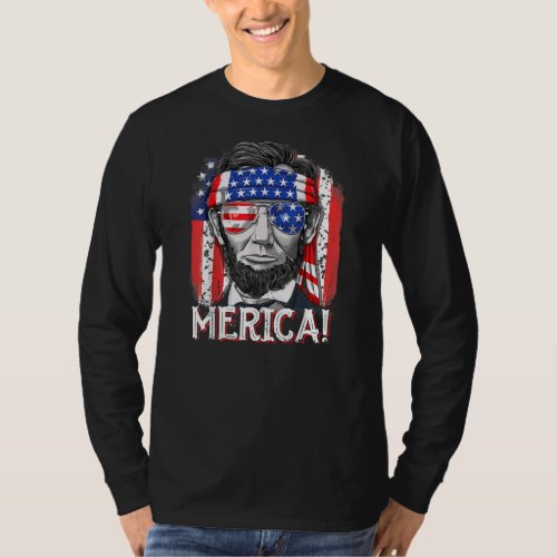 abraham lincoln 4th of july merica men women T_Shirt