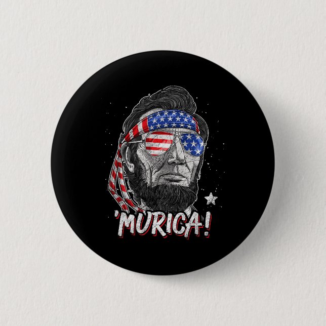 Abraham Lincoln 4th Of July Murica Men Women Ameri Button (Front)