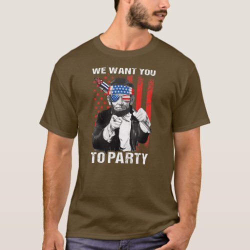 Abraham Lincoln 4th Of July Party Firework T_Shirt