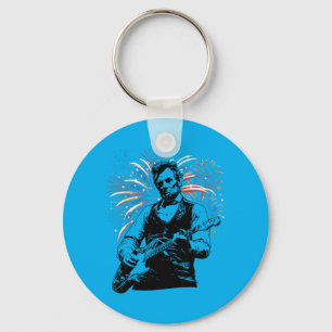 Abraham Lincoln Abe Lincoln Playing Guitar Retro Keychain