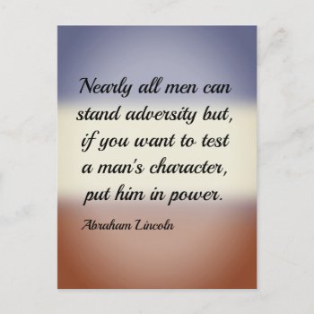 Abraham Lincoln Adversity And Power Quote Postcard by randysgrandma at Zazzle