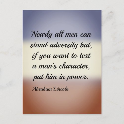 Abraham Lincoln Adversity and Power Quote Postcard
