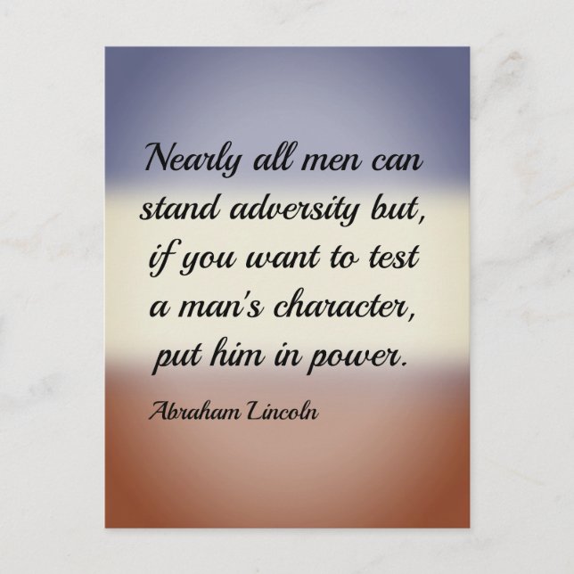 Abraham Lincoln Adversity and Power Quote Postcard (Front)