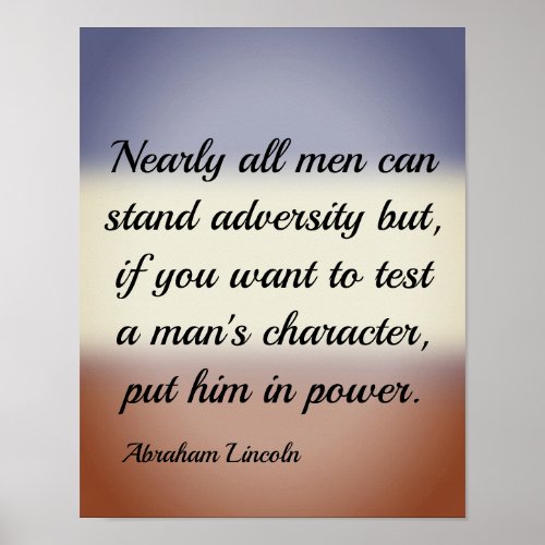 Abraham Lincoln Adversity and Power Quote Poster