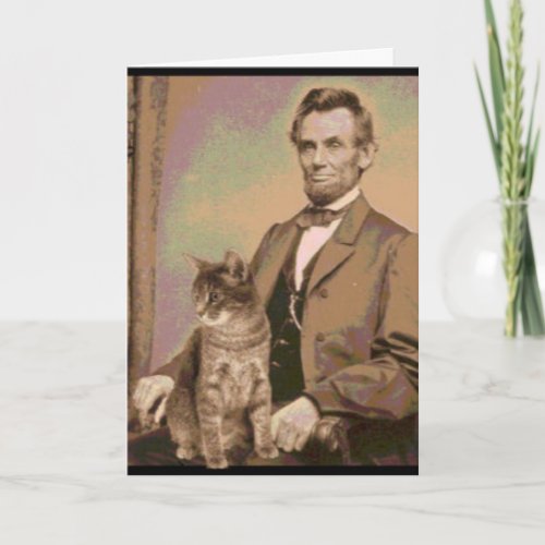 Abraham Lincoln and his cat Dixie Card