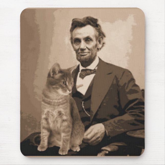 Abraham Lincoln and his cat "Dixie" Mouse Pad (Front)