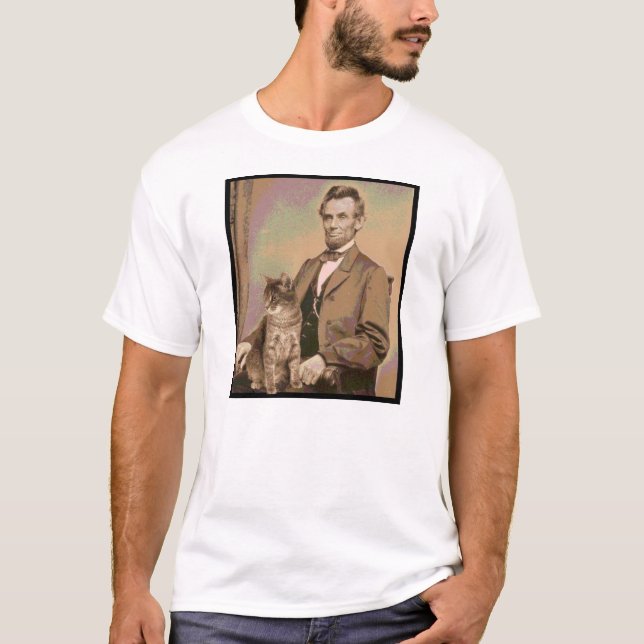 Abraham Lincoln and his cat "Dixie" T-Shirt (Front)