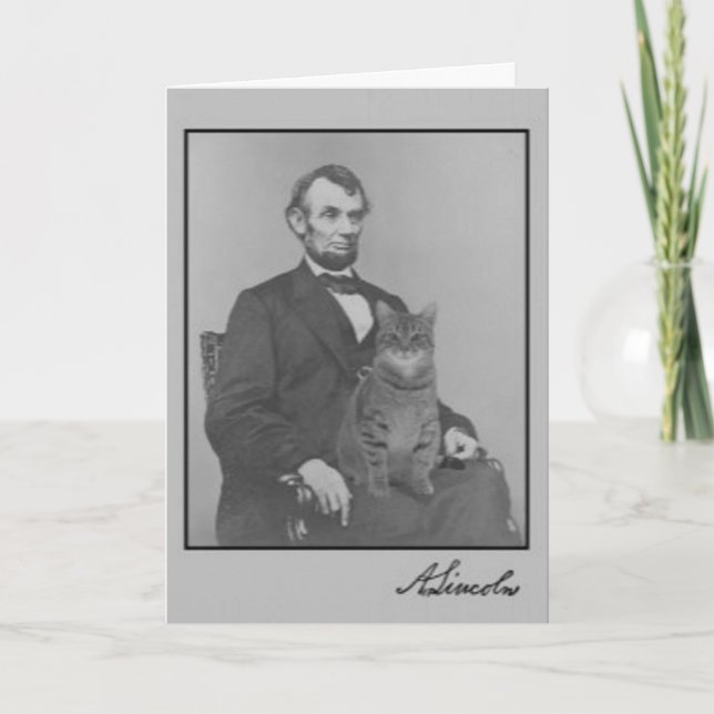 Abraham Lincoln and his cat "Gloria" Card (Front)